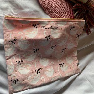 Too Faced Pink Swan Makeup Bag with Zipper